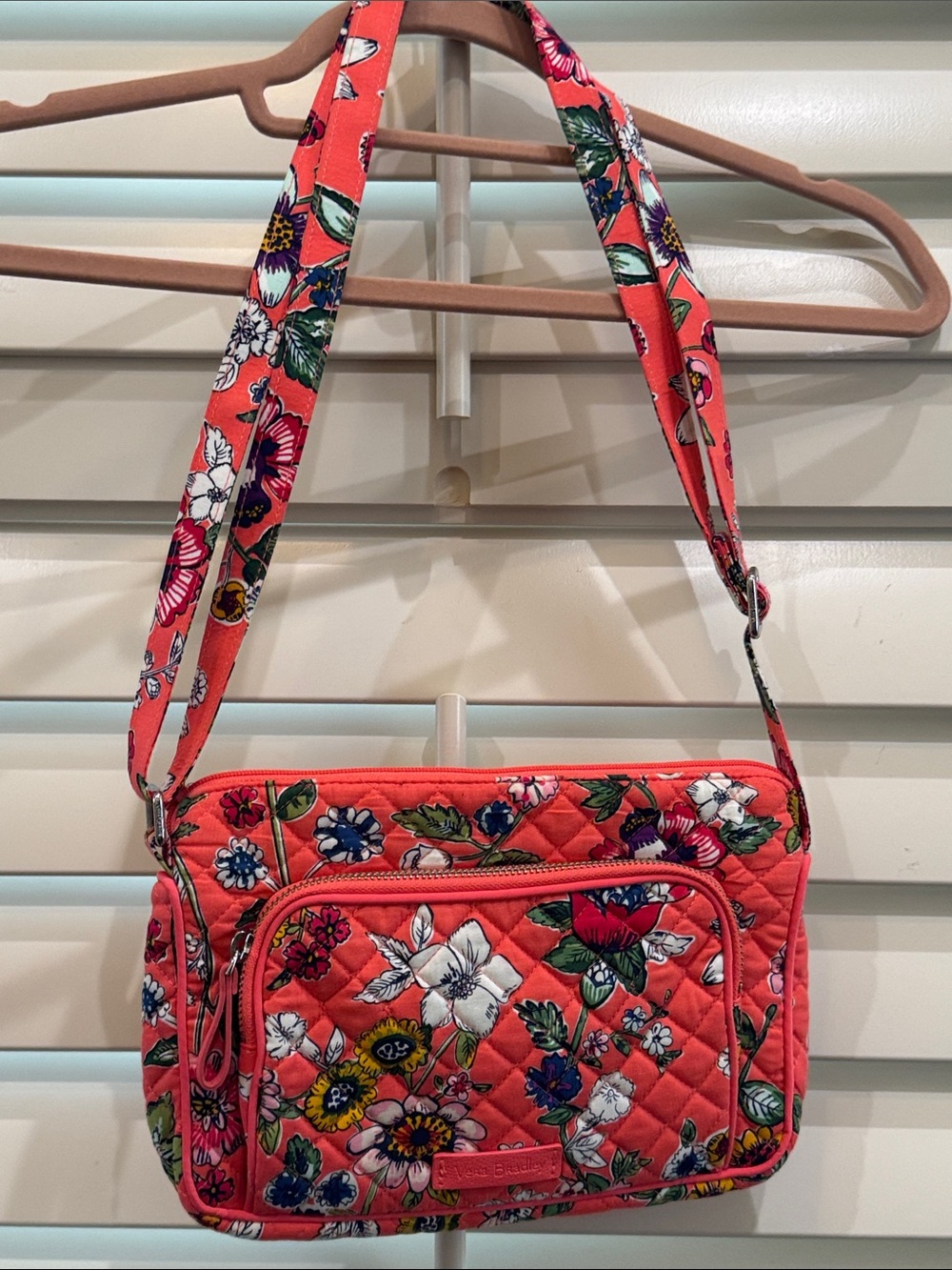 Vera Bradley Coral Floral Quilted Crossbody